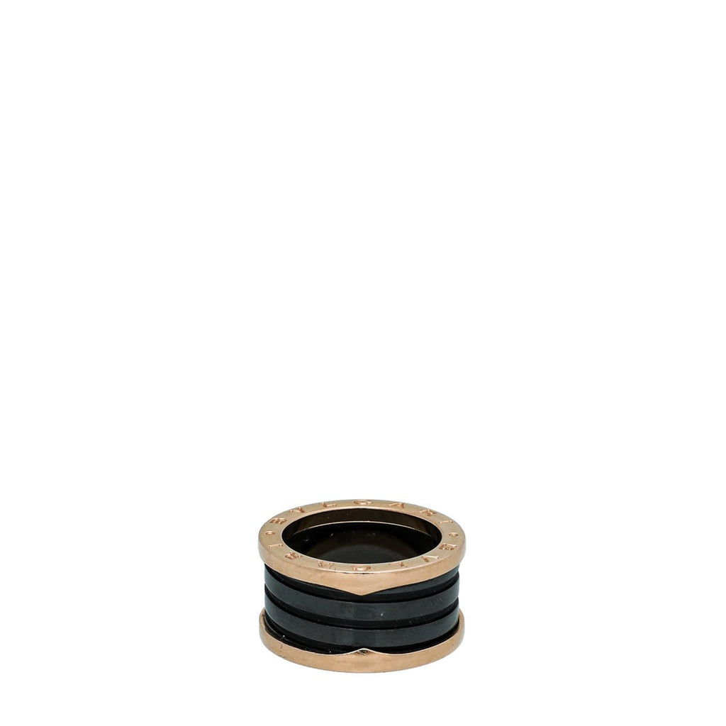 Bvlgari 18K Pink Gold Black Ceramic B.Zero 1-4 Band Ring 55