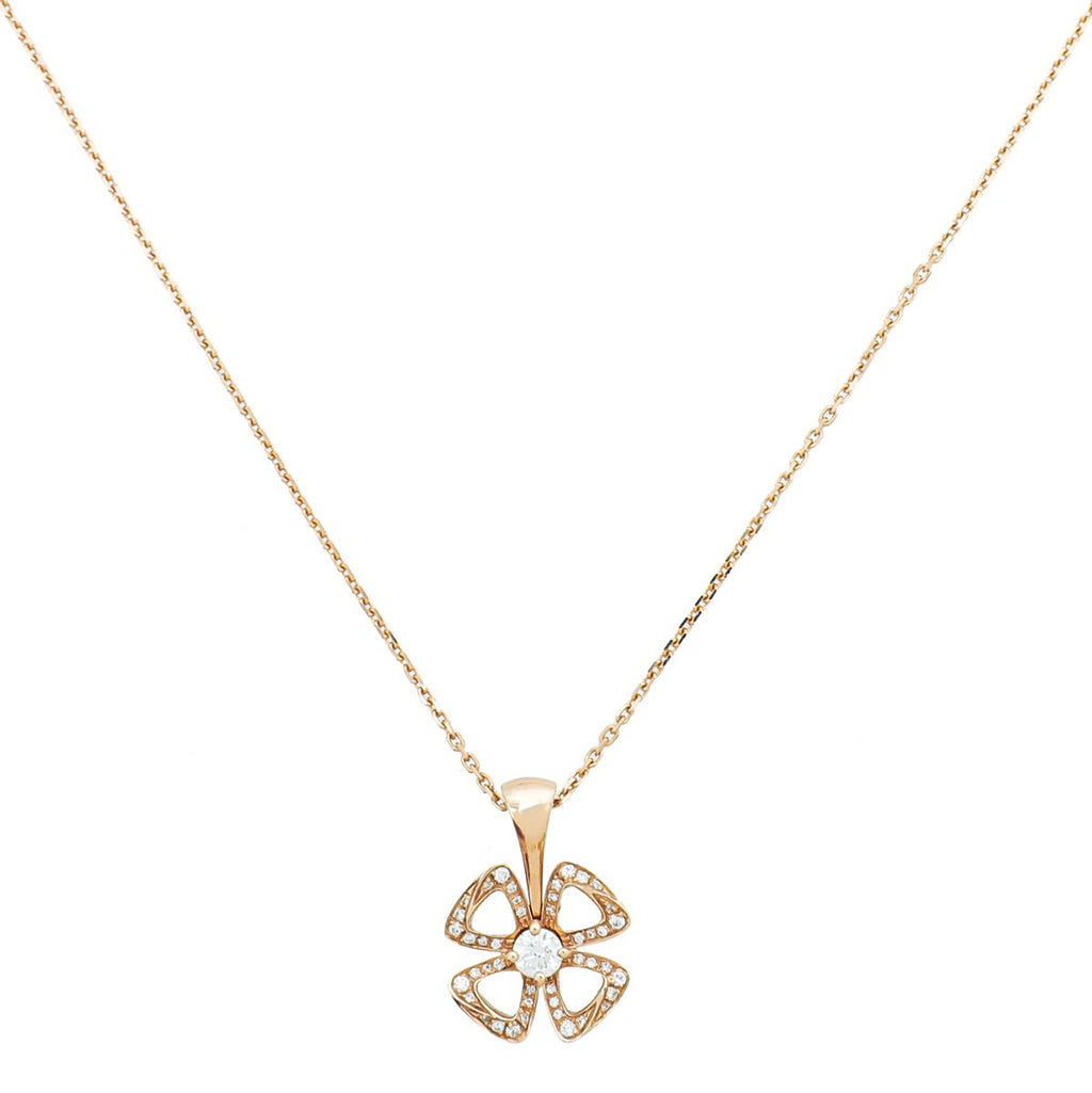 Bvlgari 18K Pink Gold Diamond Fiorever Necklace
