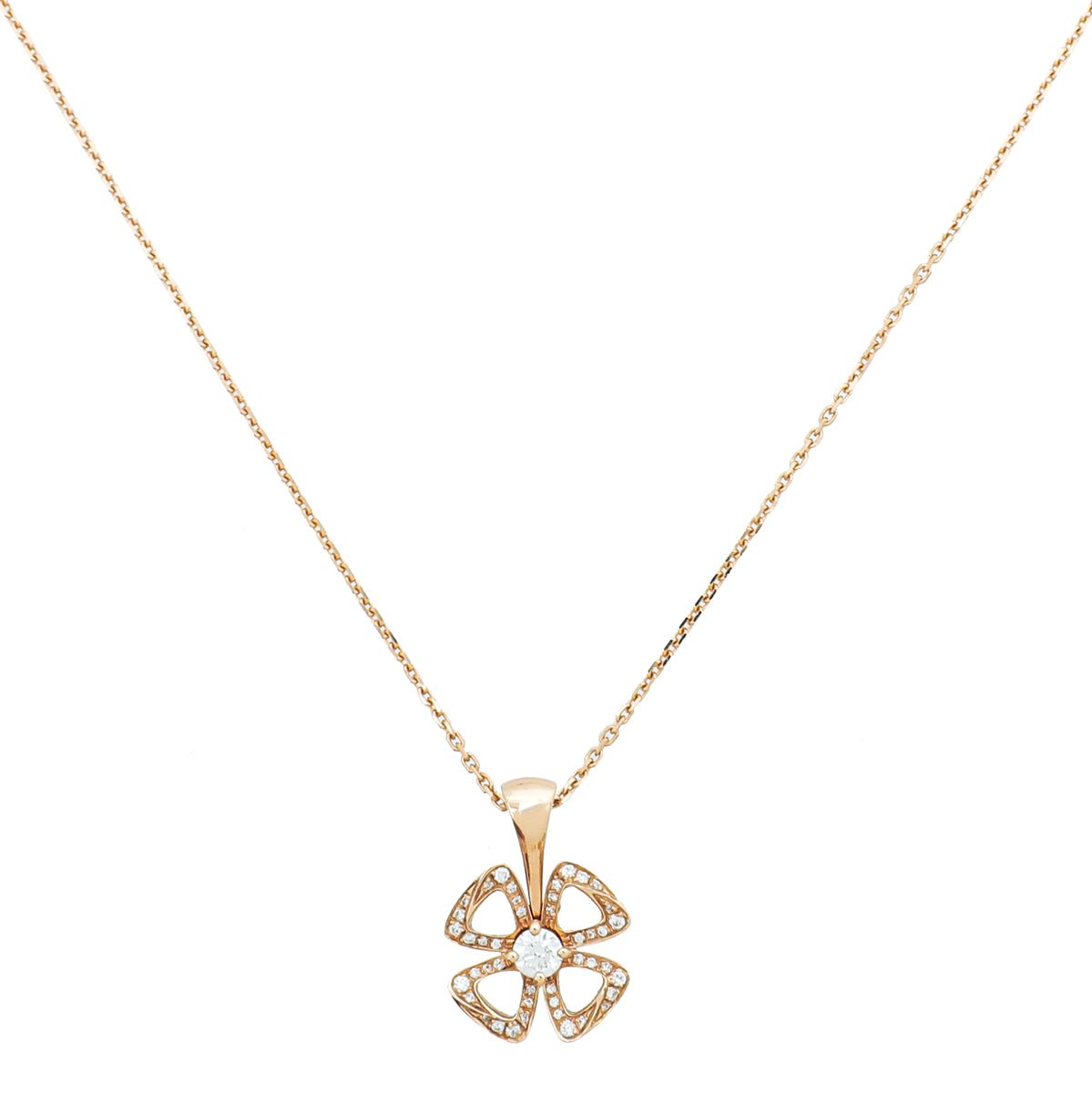 Bvlgari 18K Pink Gold Diamond Fiorever Necklace