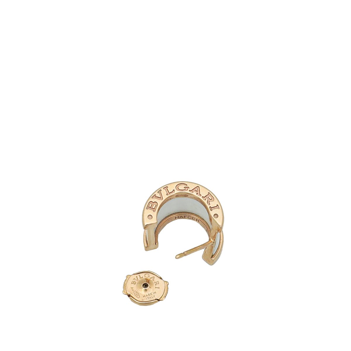 Bvlgari 18K Pink Gold White Ceramic B.Zero 1 Earrings