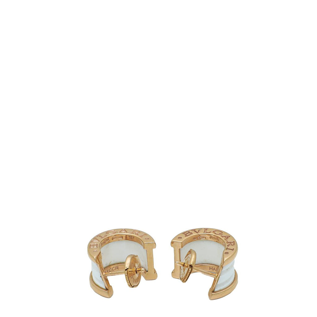 Bvlgari 18K Pink Gold White Ceramic B.Zero 1 Earrings