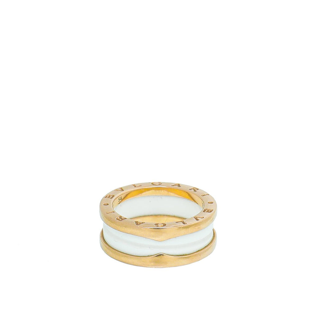 Bvlgari 18K Rose Gold B Zero1 Two Band Ceramic Ring 54