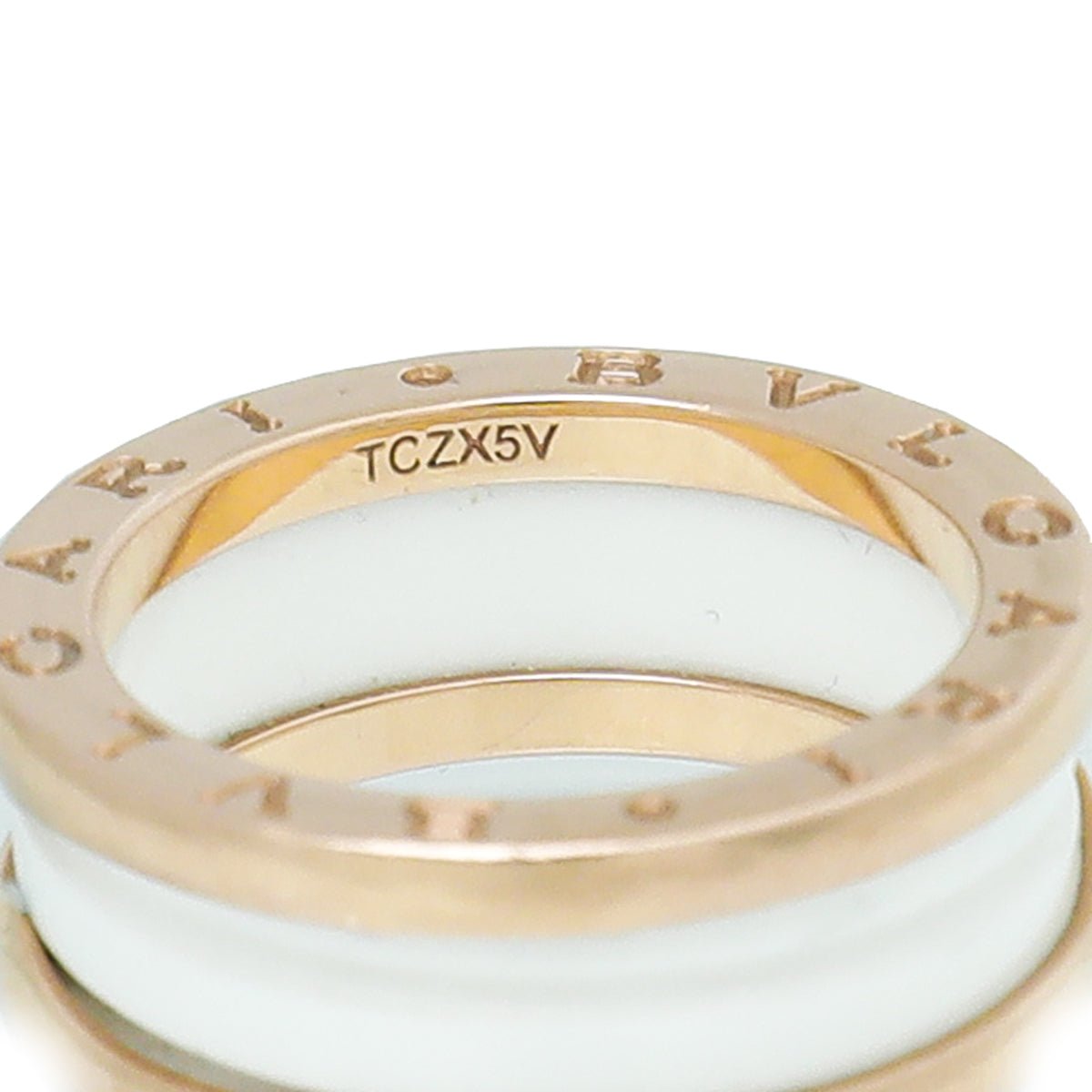 Bvlgari 18K Rose Gold B Zero1 Two Band Ceramic Ring 54