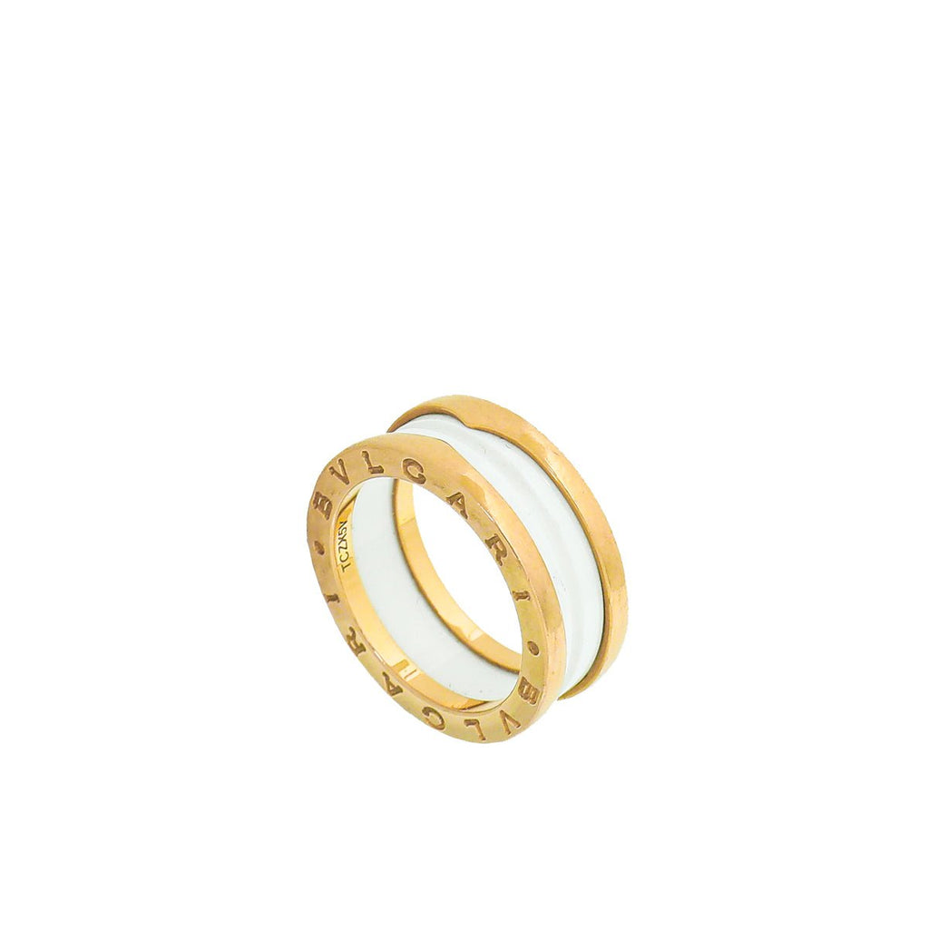 Bvlgari 18K Rose Gold B Zero1 Two Band Ceramic Ring 54