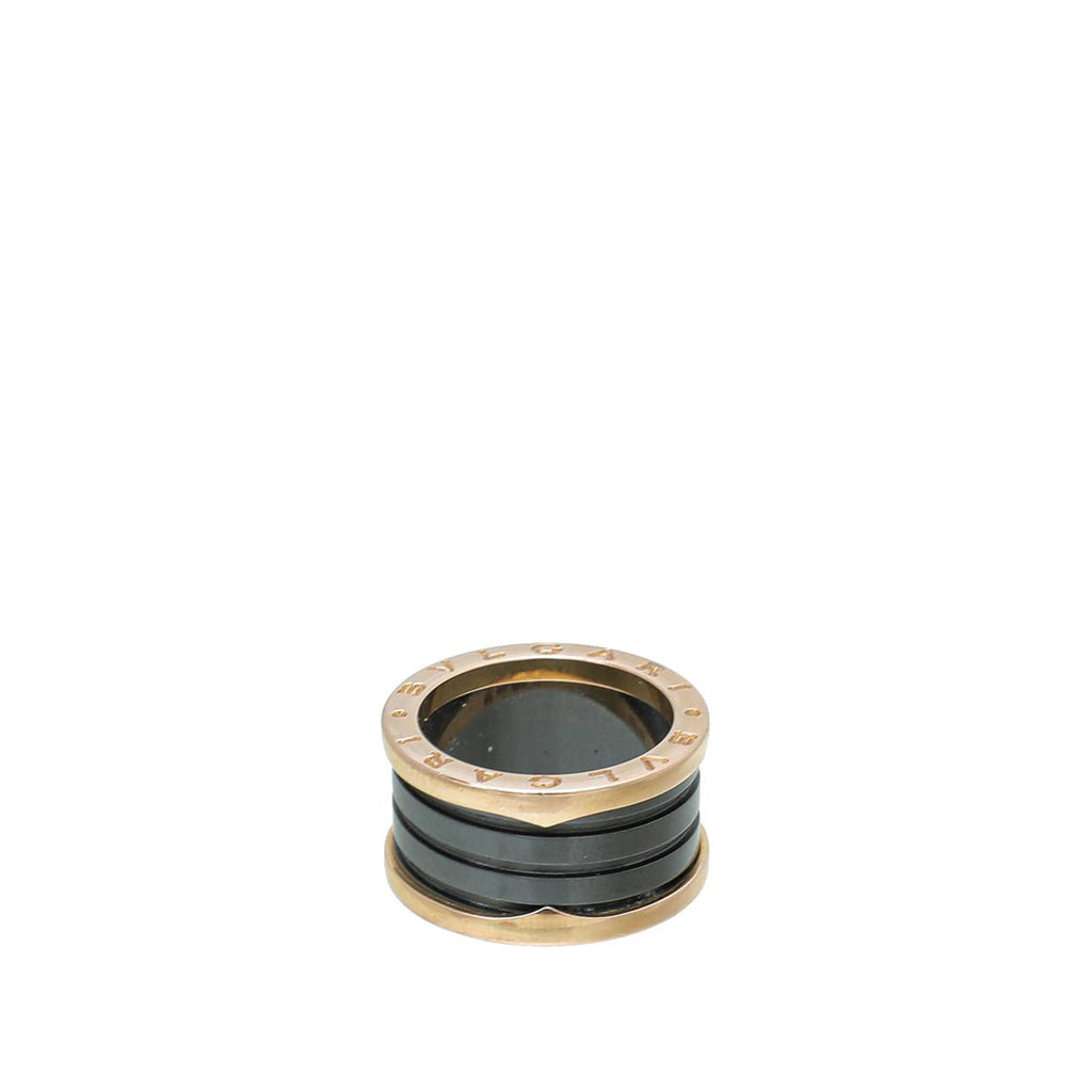 Bvlgari 18K Rose Gold Black Ceramic B Zero1 4 Band Ring 54