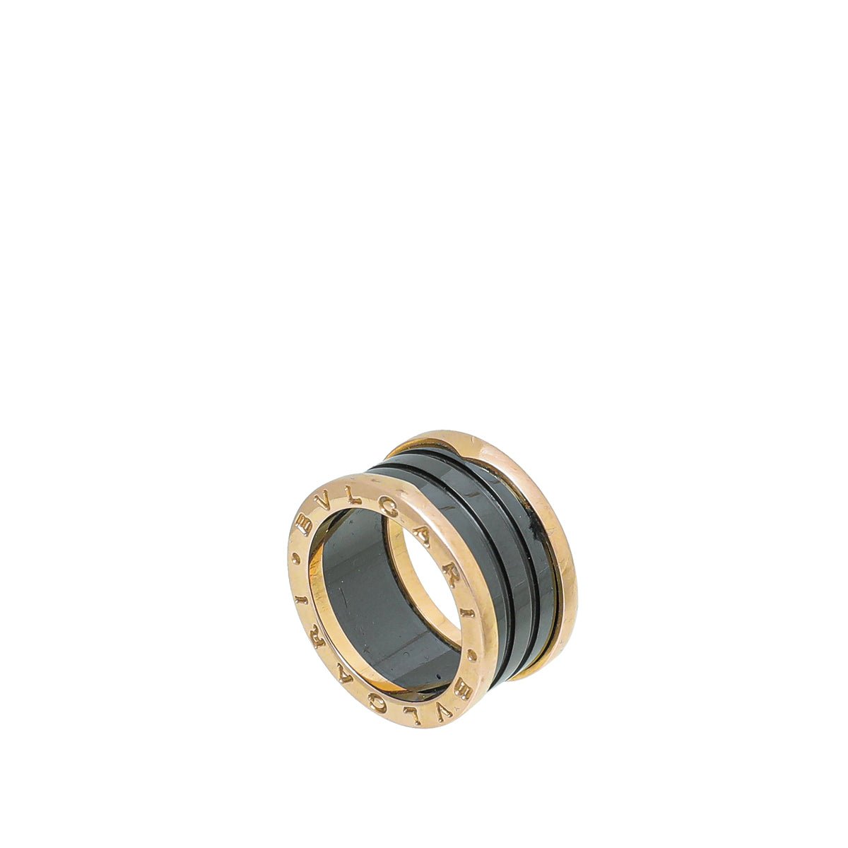 Bvlgari 18K Rose Gold Black Ceramic B Zero1 4 Band Ring 54