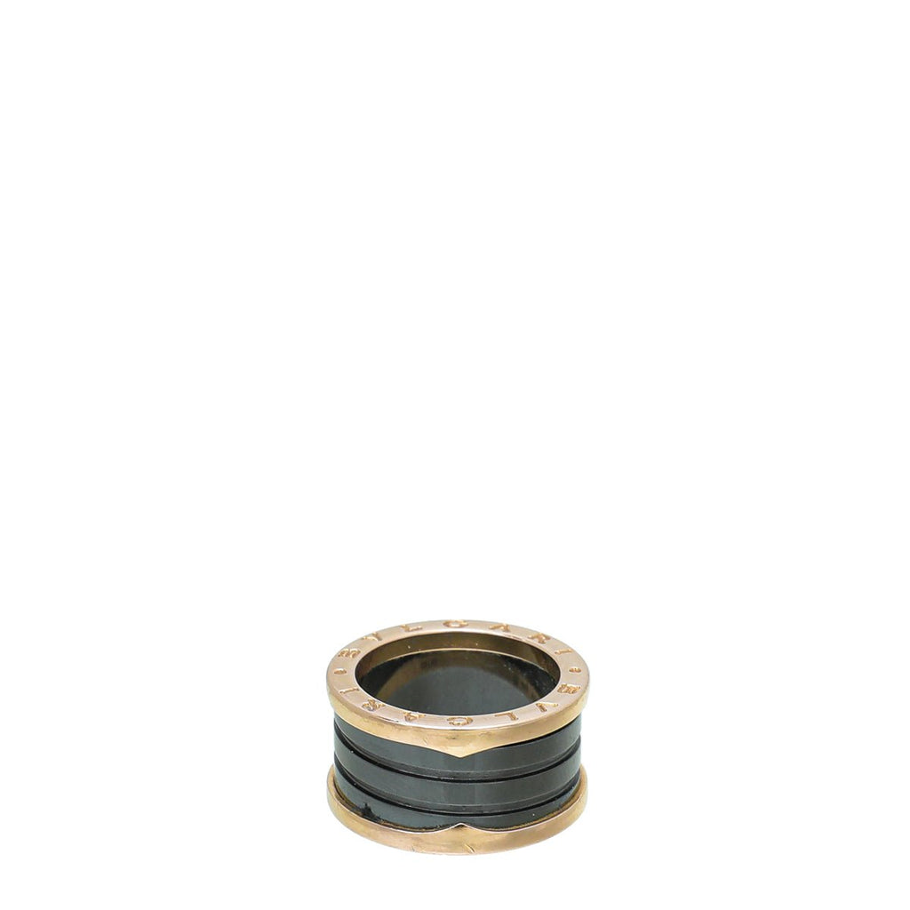 Bvlgari 18K Rose Gold Black Ceramic B Zero1 4 Band Ring 54