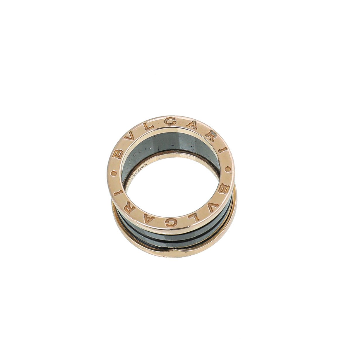 Bvlgari 18K Rose Gold Black Ceramic B Zero1 4 Band Ring 54