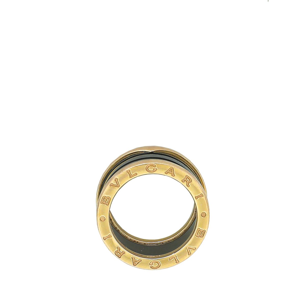 Bvlgari 18K Rose Gold Black Ceramic B.Zero 4 Band Ring 52