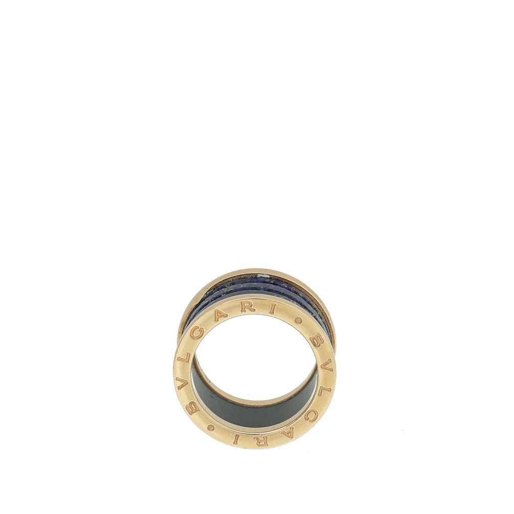 Bvlgari 18K Rose Gold Blue Marble b Zero1 Band 4 Ring 54
