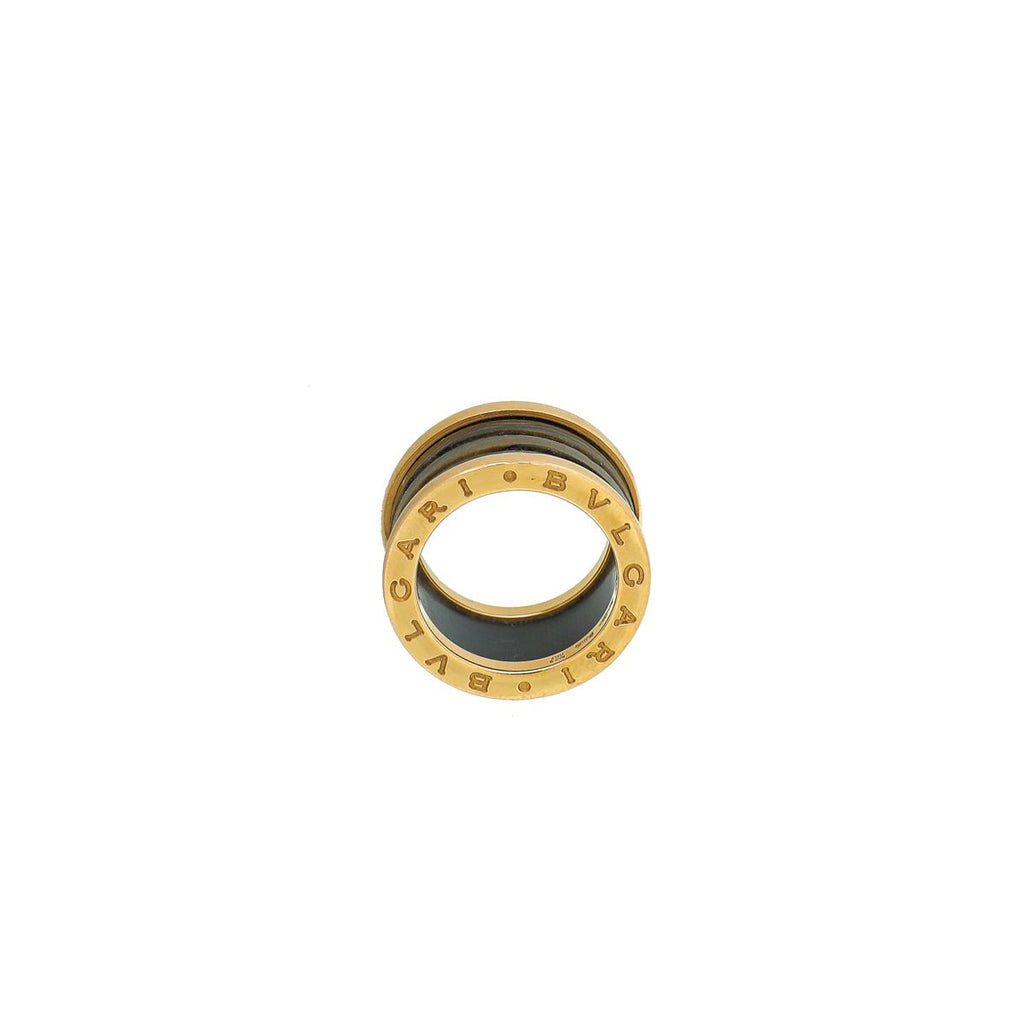 Bvlgari 18K Rose Gold Brown Marble B.Zero 4 Band Ring 51