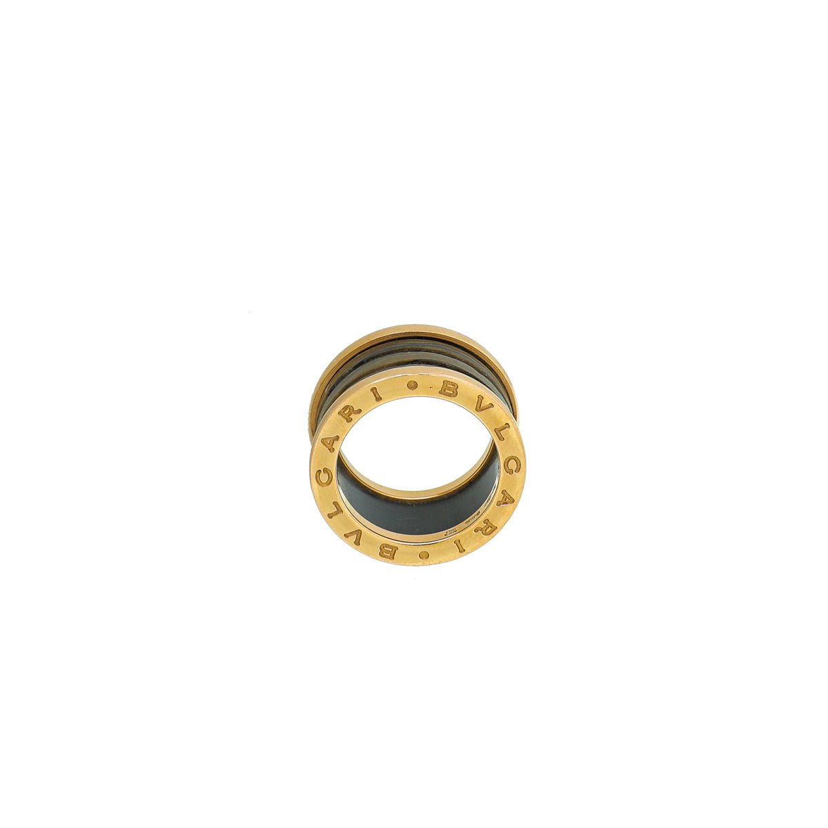 Bvlgari 18K Rose Gold Brown Marble B.Zero 4 Band Ring 51