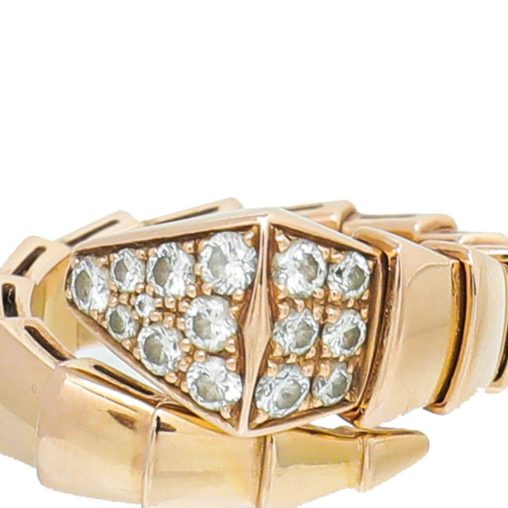 Bvlgari 18K Rose Gold Diamond Serpenti Viper One Coil Ring