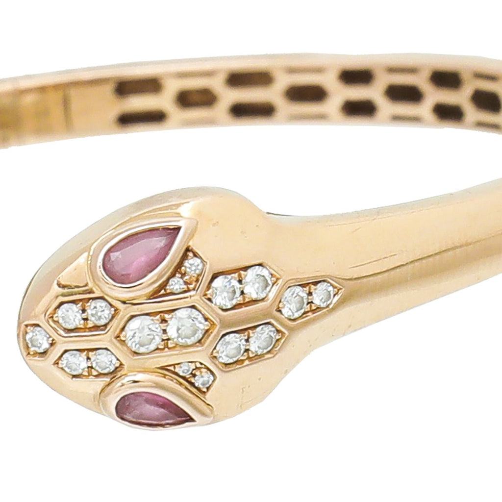 Bvlgari 18K Rose Gold Diamonds Serpenti Bracelet Medium