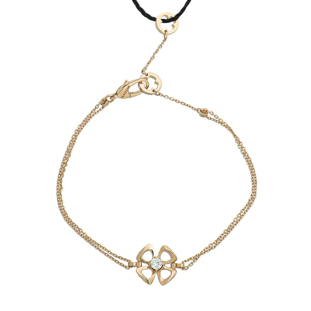 Bvlgari 18K Rose Gold Fiorever Bracelet w/Central Diamond