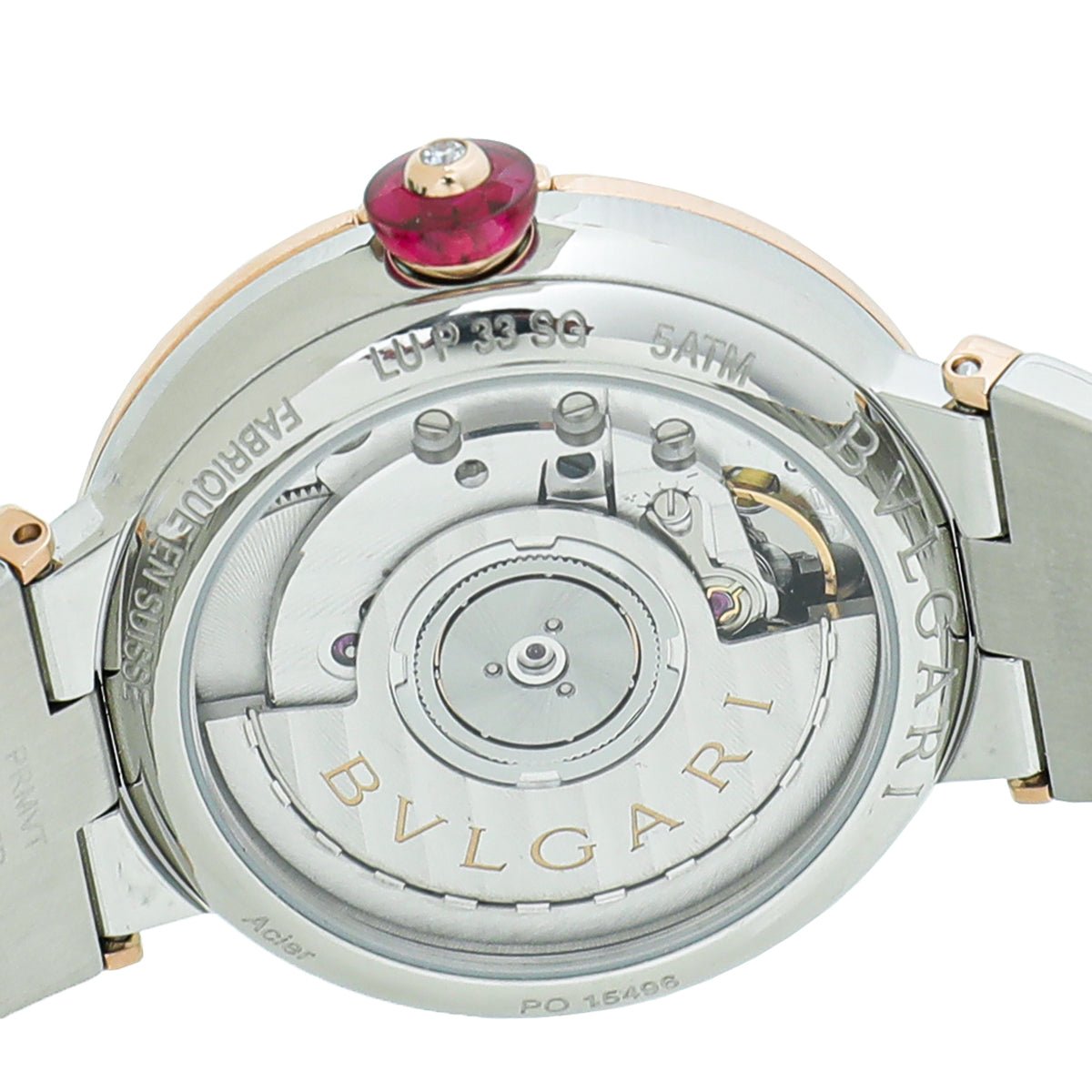 Bvlgari 18K Rose Gold Steel Diamond LVCEA 33mm Watch