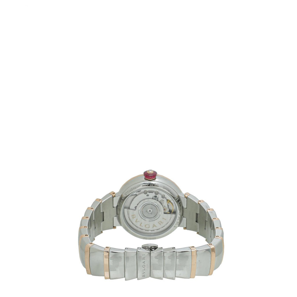 Bvlgari 18K Rose Gold Steel Diamond LVCEA 33mm Watch