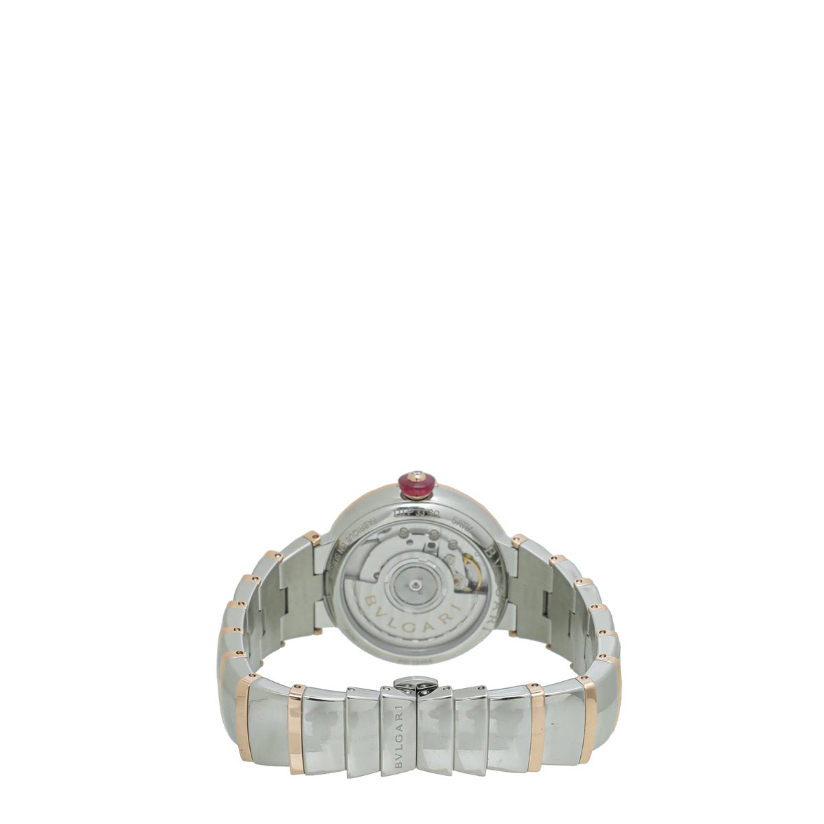 Bvlgari 18K Rose Gold Steel Diamond LVCEA 33mm Watch