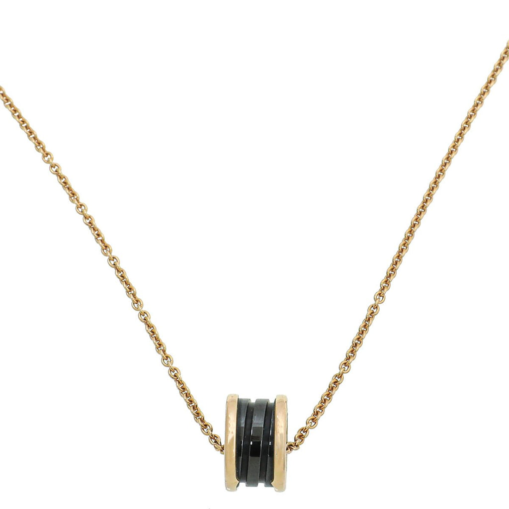 Bvlgari 18K Yellow Gold Black Ceramic B Zero Pendant Necklace