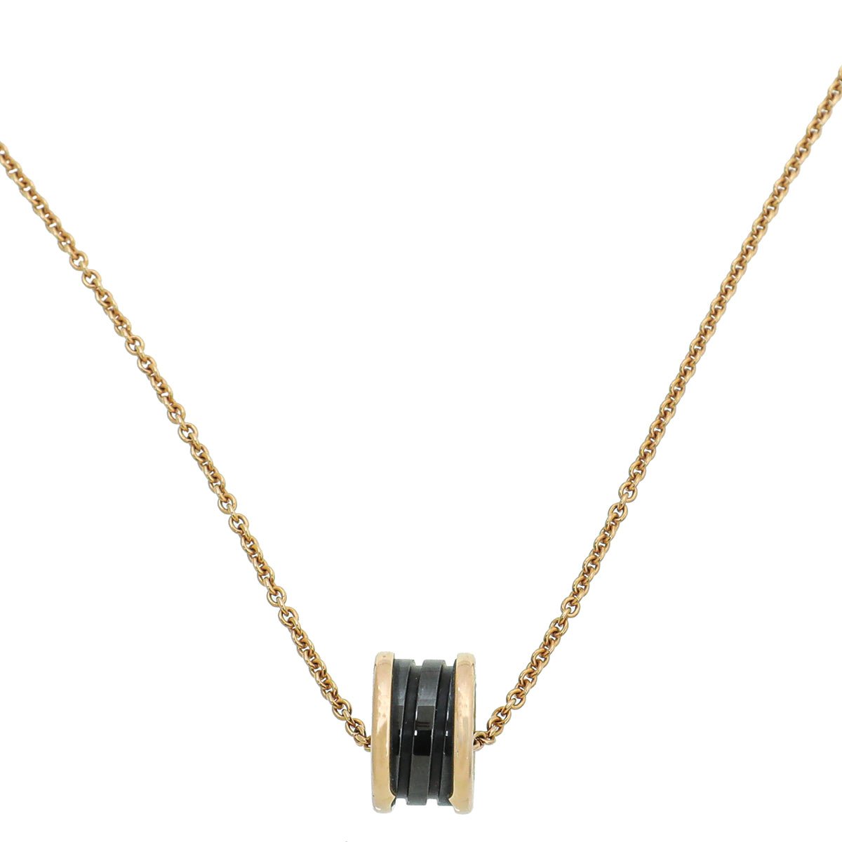 Bvlgari 18K Yellow Gold Black Ceramic B Zero Pendant Necklace