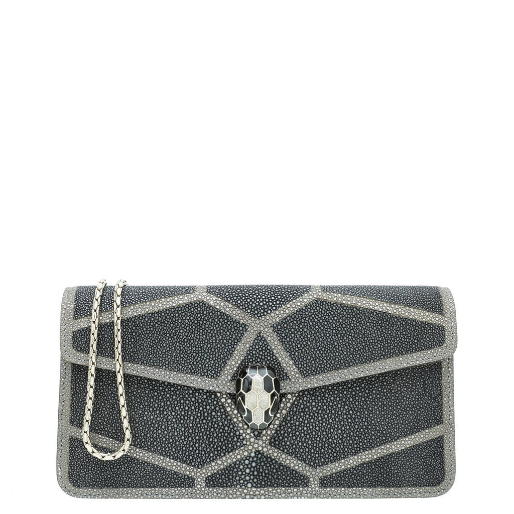 Bvlgari Bicolor Galuchat Serpenti Forever Chain Clutch