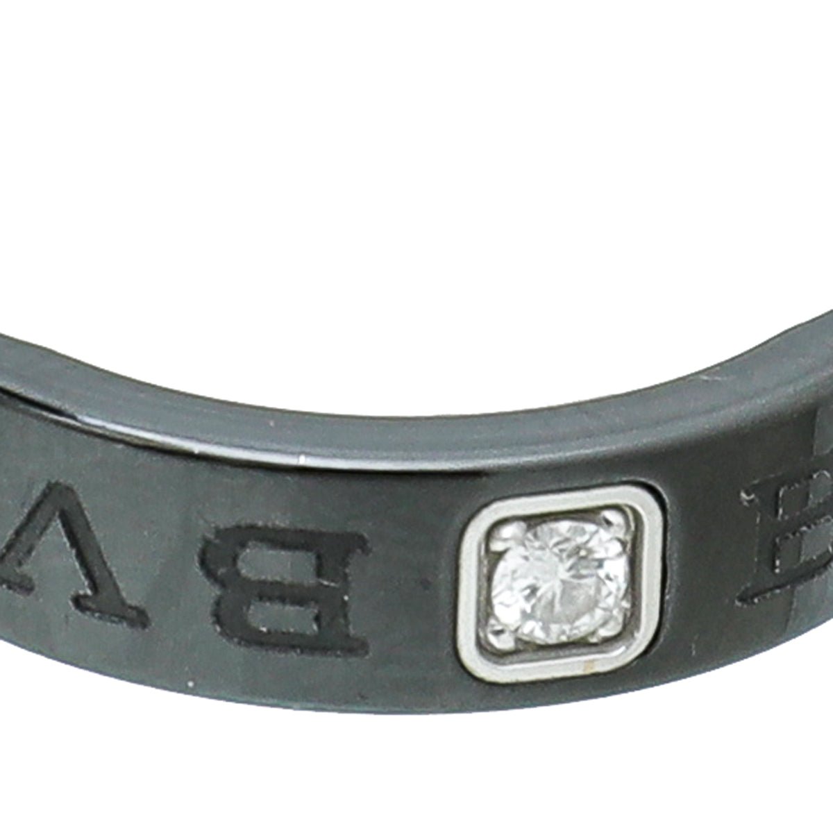 Bvlgari Black Bvlgari Ceramic w/Diamond Ring 54
