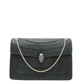 Bvlgari Black Karung Serpenti Forever Metallic Flap Medium Bag