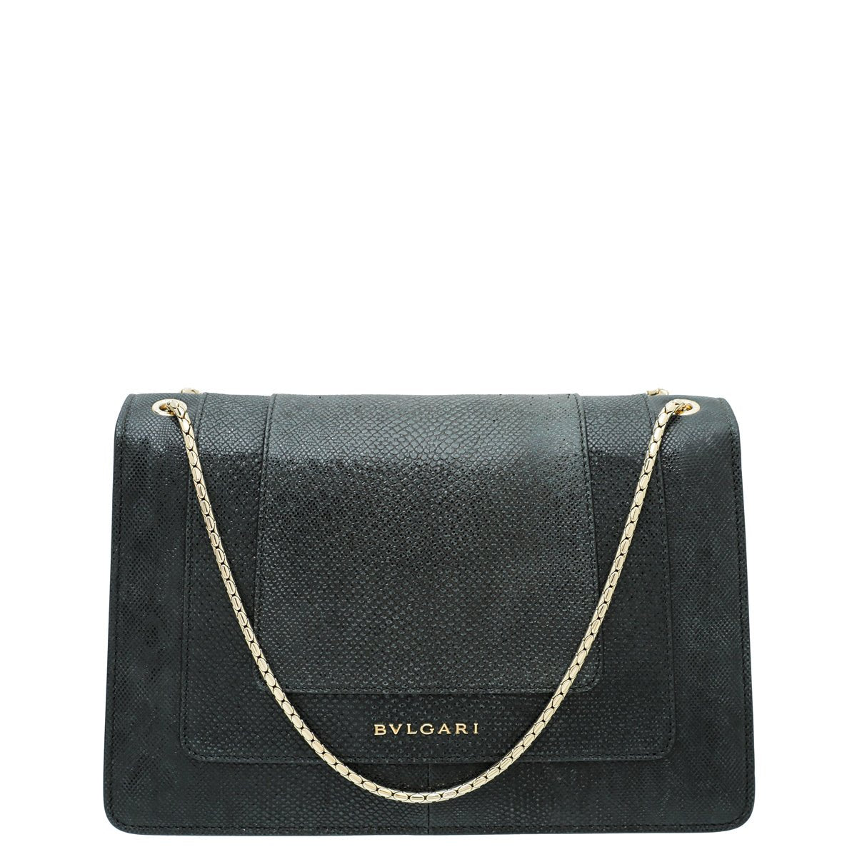 Bvlgari Black Karung Serpenti Forever Metallic Flap Medium Bag