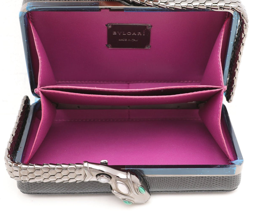 Bvlgari Black Lizard Jade Cocktail Serpenti Clutch