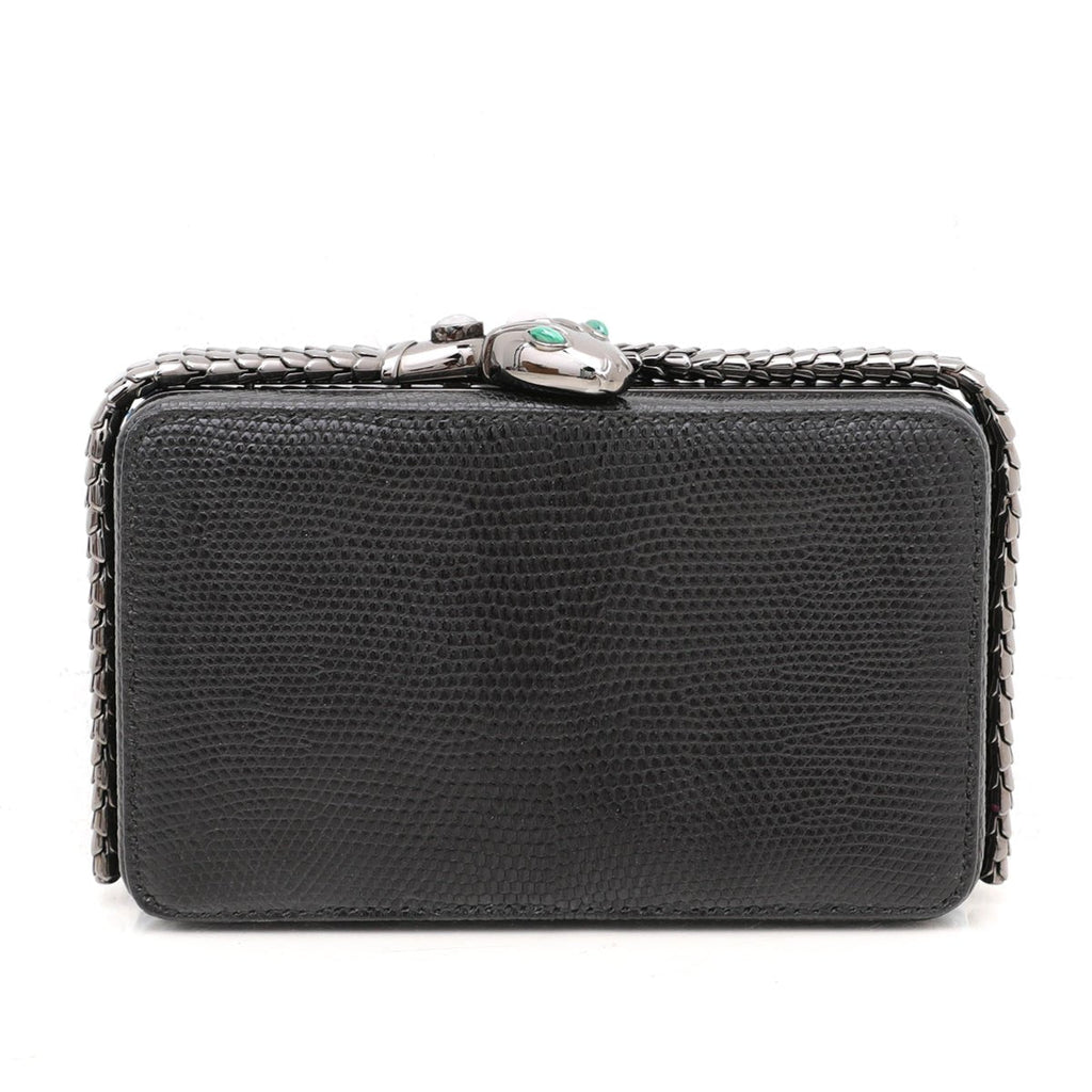 Bvlgari Black Lizard Jade Cocktail Serpenti Clutch