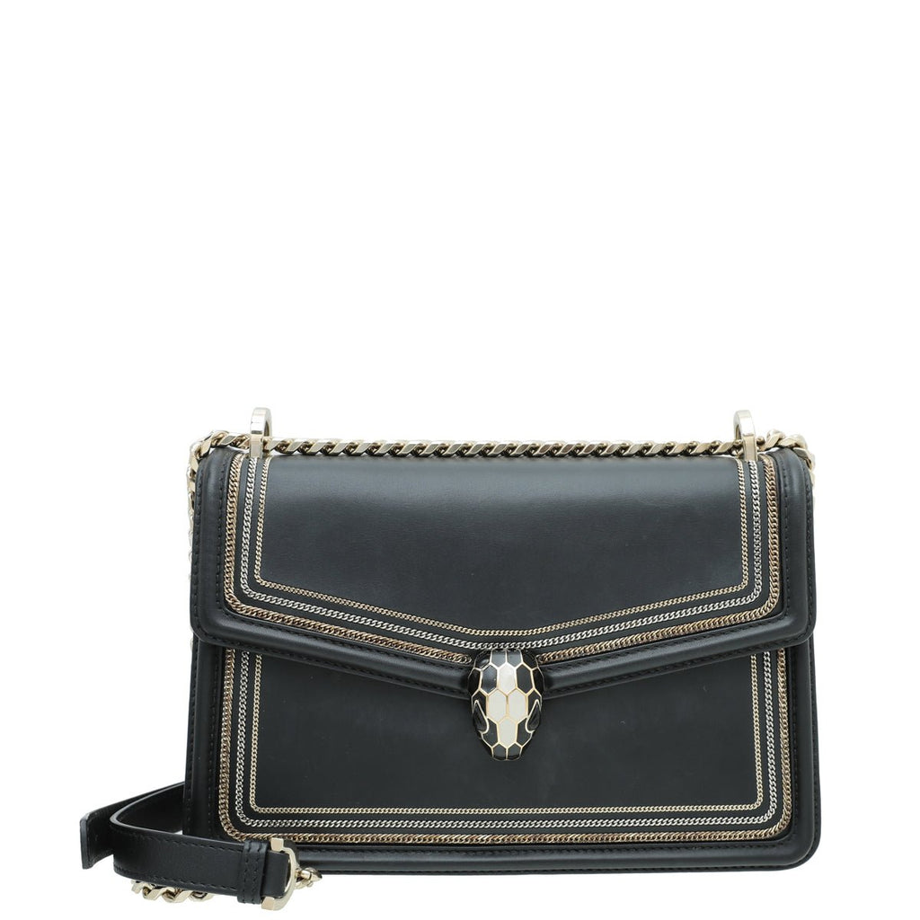 Bvlgari Black Serpenti Diamond Blast Small Flap Bag
