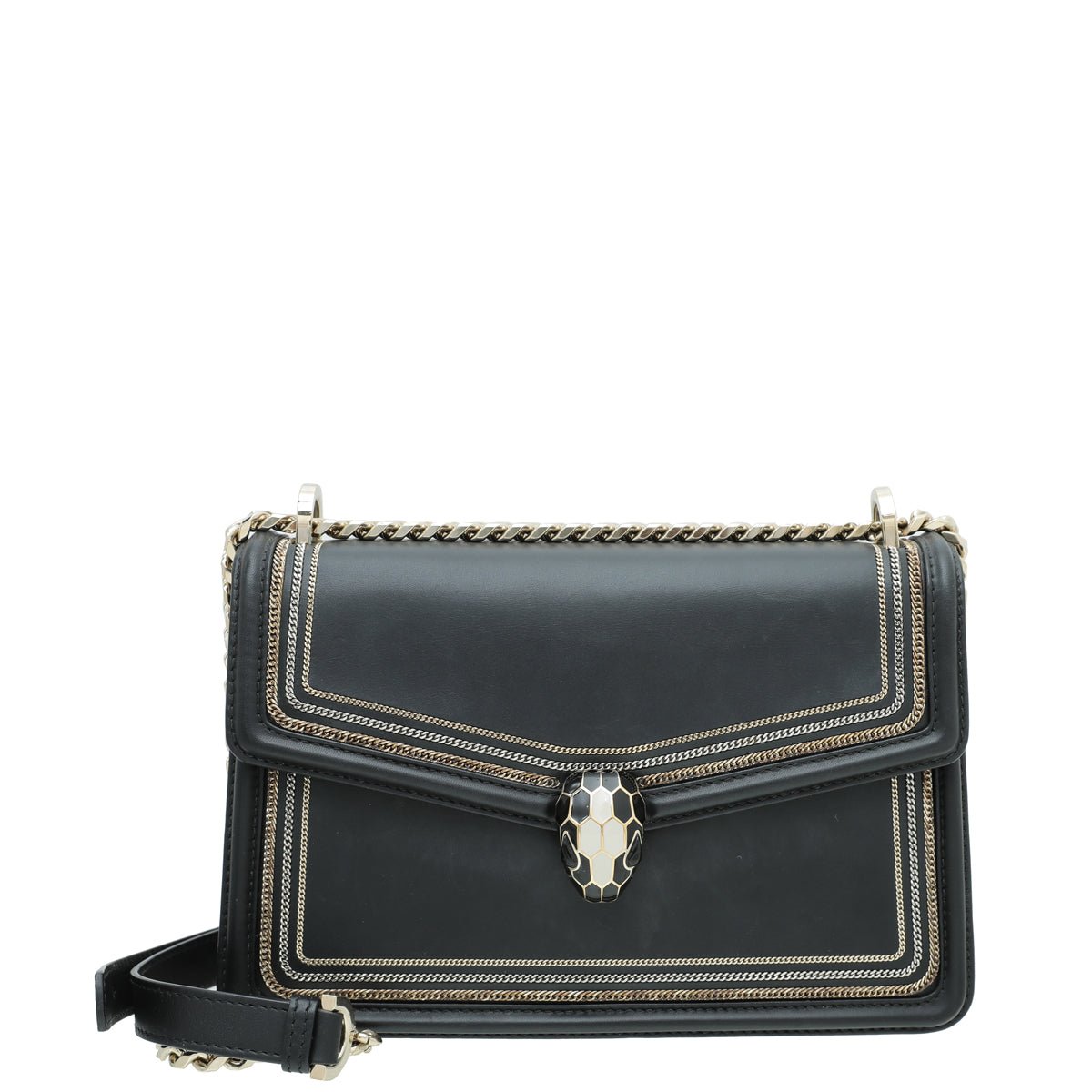 Bvlgari Black Serpenti Diamond Blast Small Flap Bag