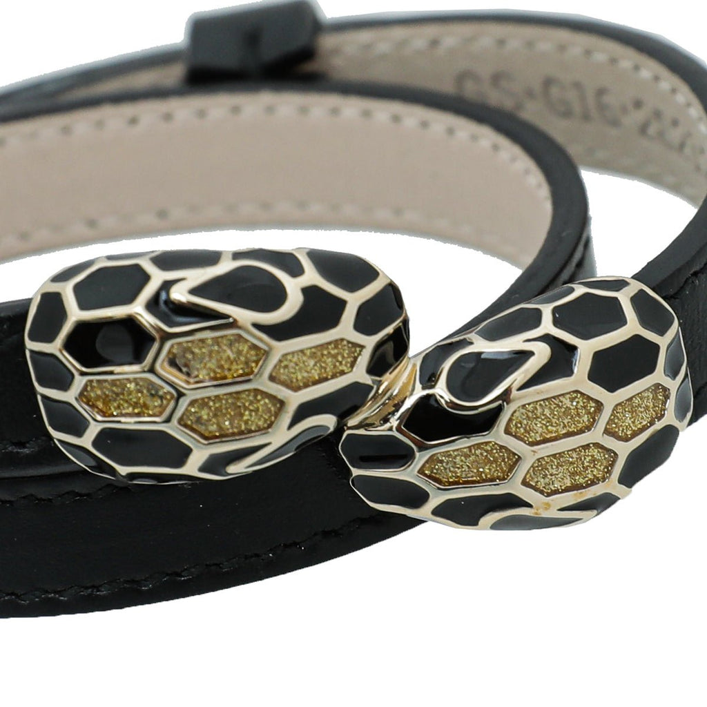 Bvlgari Black Serpenti Forever Double Wrap Bracelet