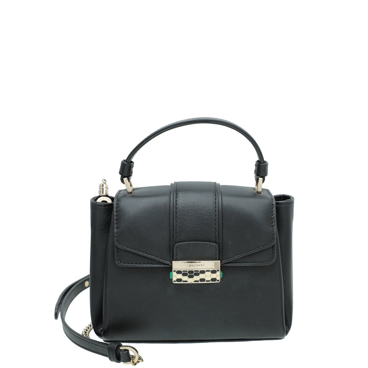 Bvlgari Black Serpenti Viper Mini Top Handle Chain Bag