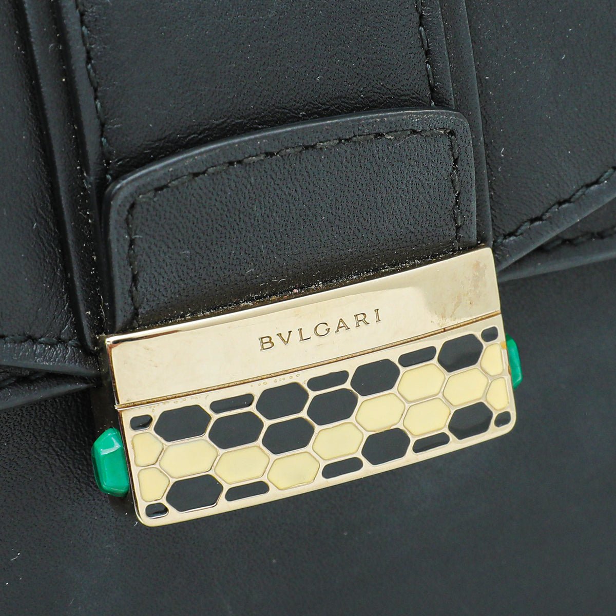 Bvlgari Black Serpenti Viper Mini Top Handle Chain Bag