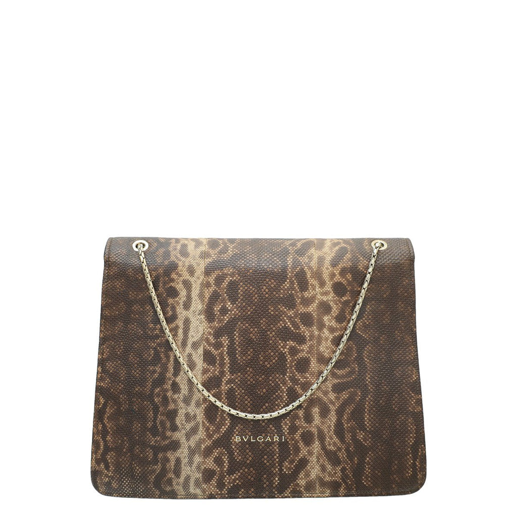 Bvlgari Brown Karung Skin Serpenti Forever Large Bag