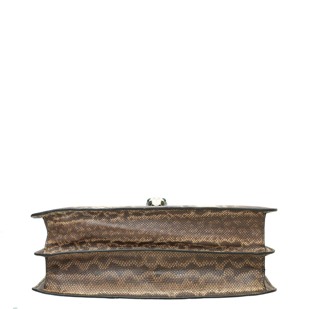 Bvlgari Brown Karung Skin Serpenti Forever Large Bag