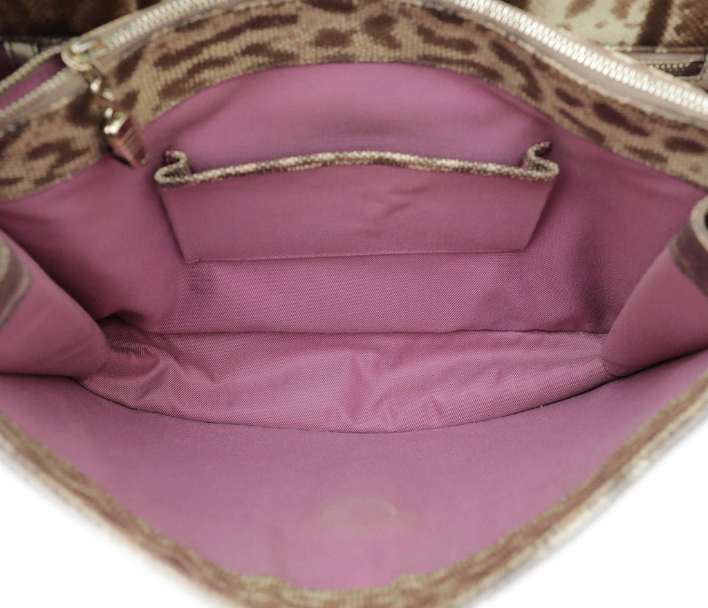 Bvlgari Brown Karung Skin Serpenti Forever Large Bag