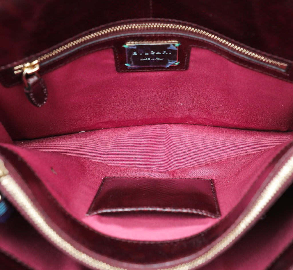 Bvlgari Burgundy Karung Skin Serpenti Forever Flap Bag