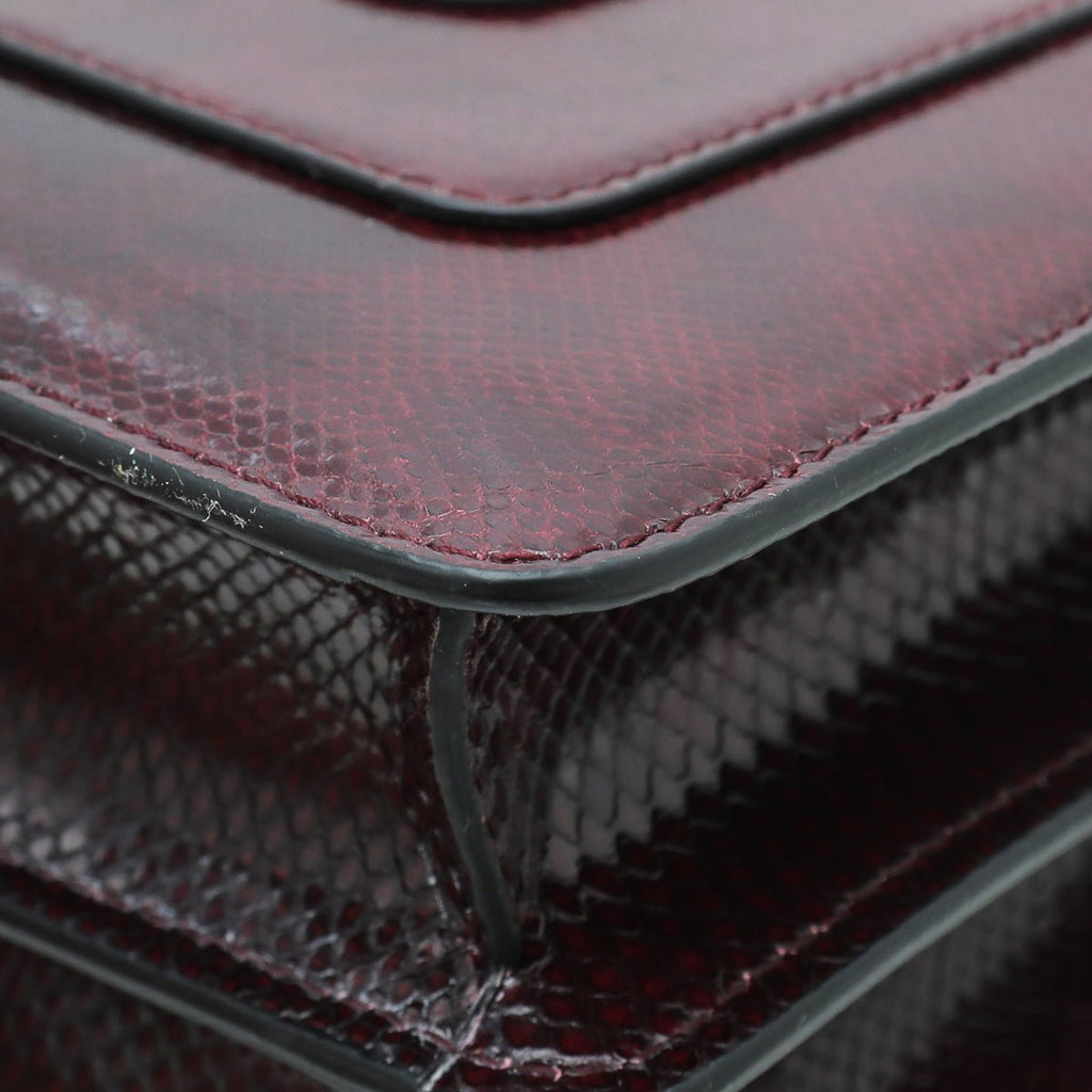 Bvlgari Burgundy Karung Skin Serpenti Forever Flap Bag