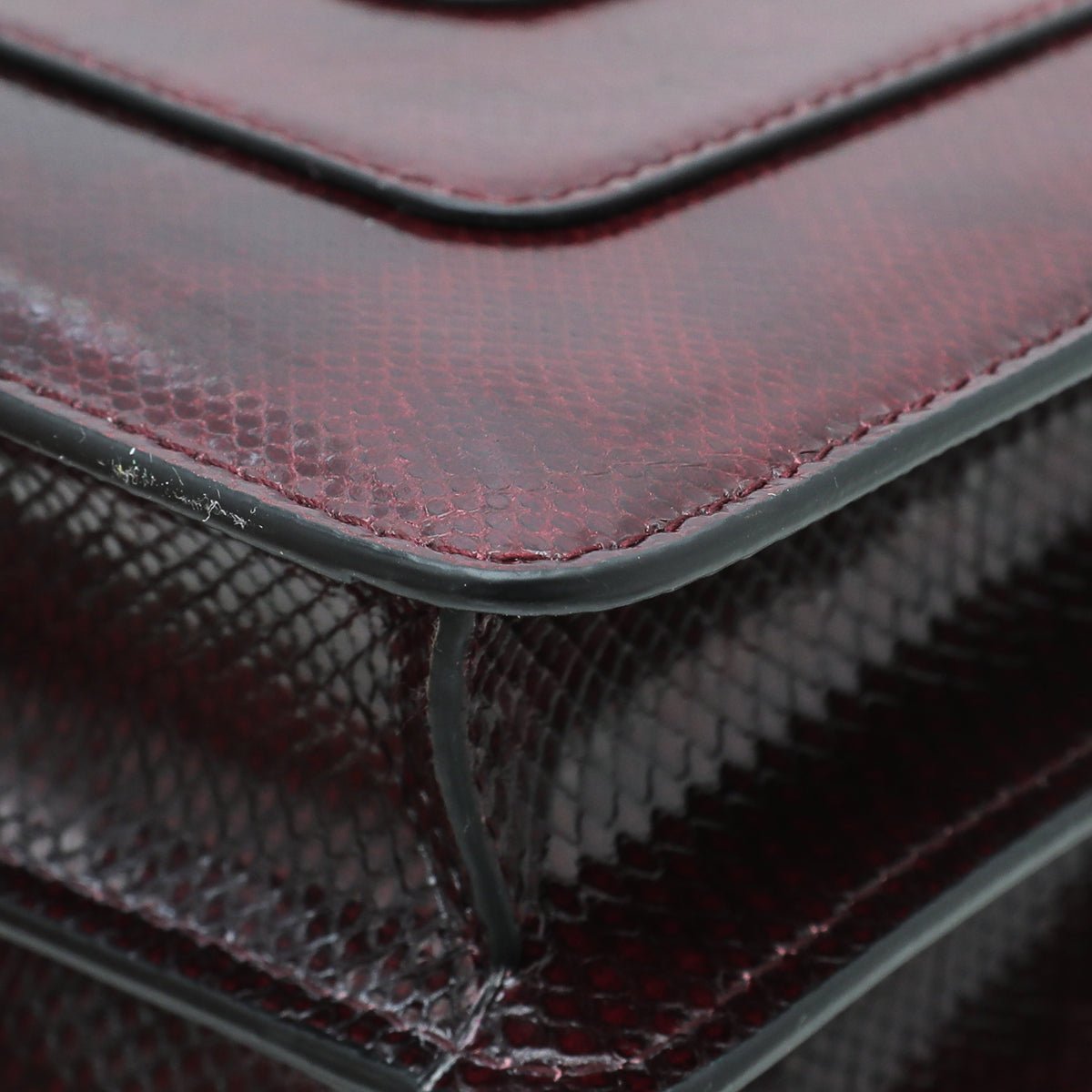 Bvlgari Burgundy Karung Skin Serpenti Forever Flap Bag