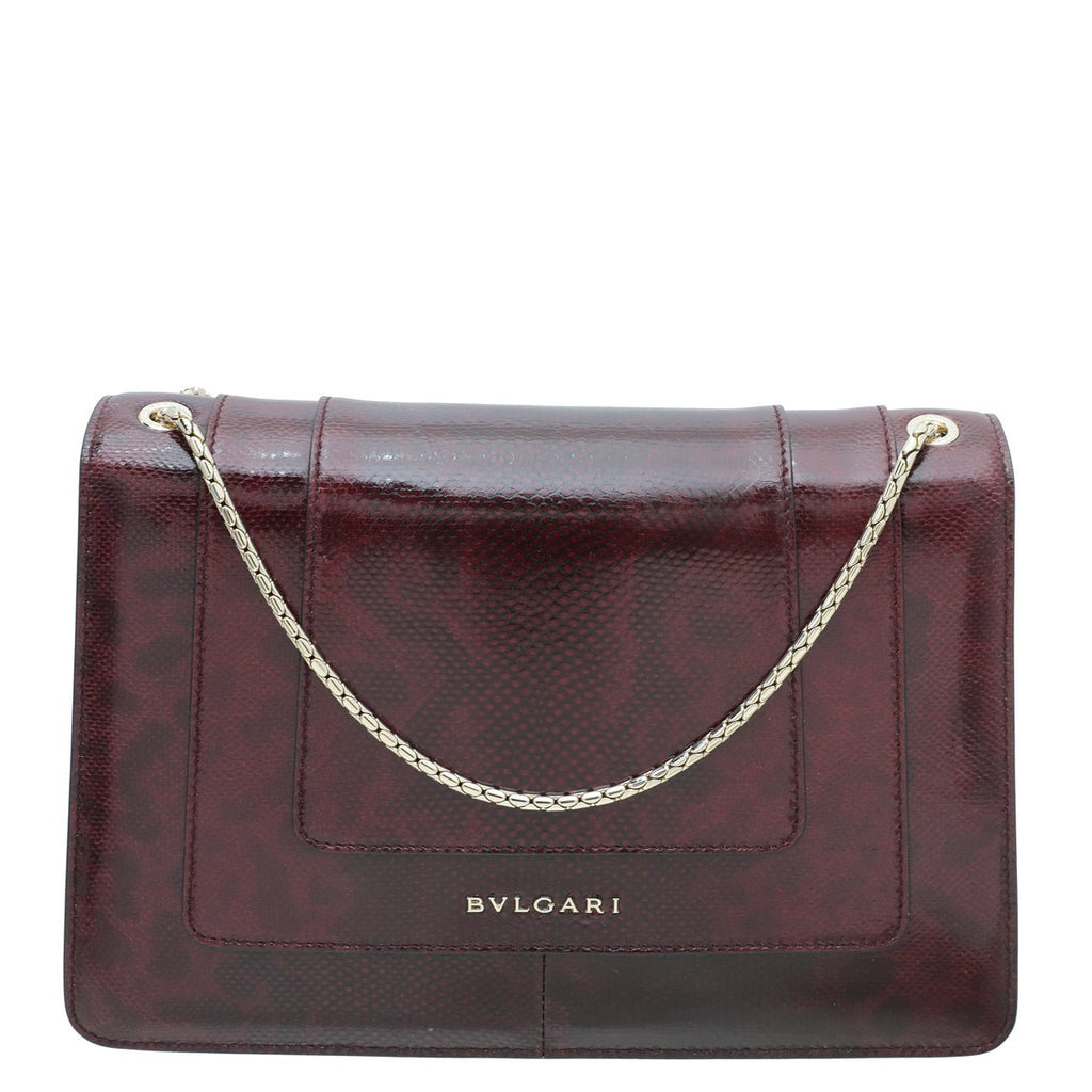Bvlgari Burgundy Karung Skin Serpenti Forever Flap Bag