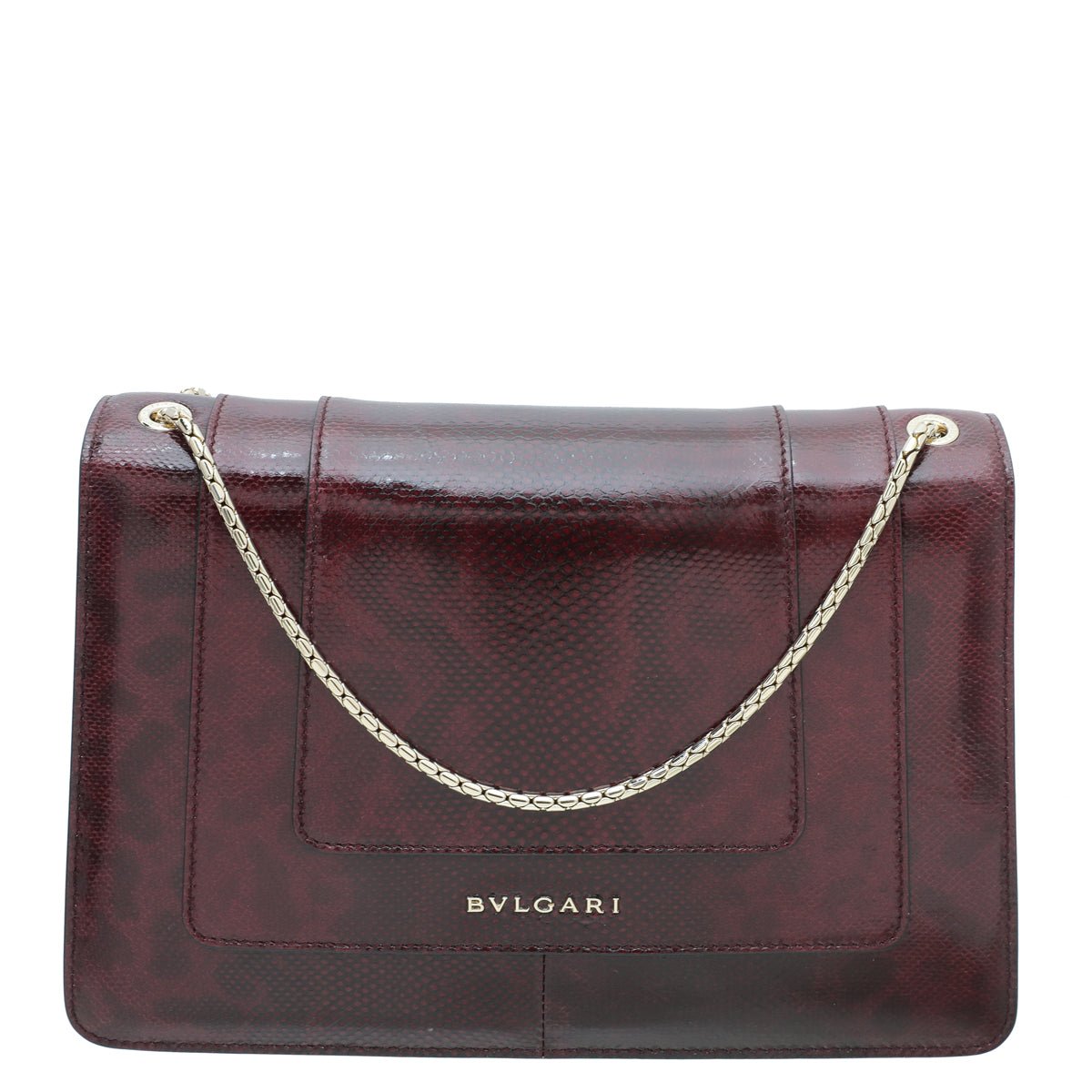 Bvlgari Burgundy Karung Skin Serpenti Forever Flap Bag