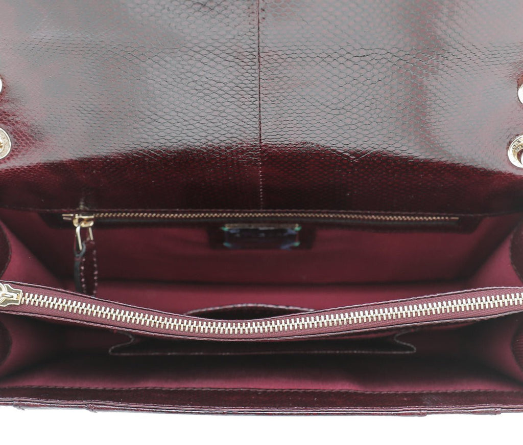 Bvlgari Burgundy Karung Skin Serpenti Forever Flap Bag