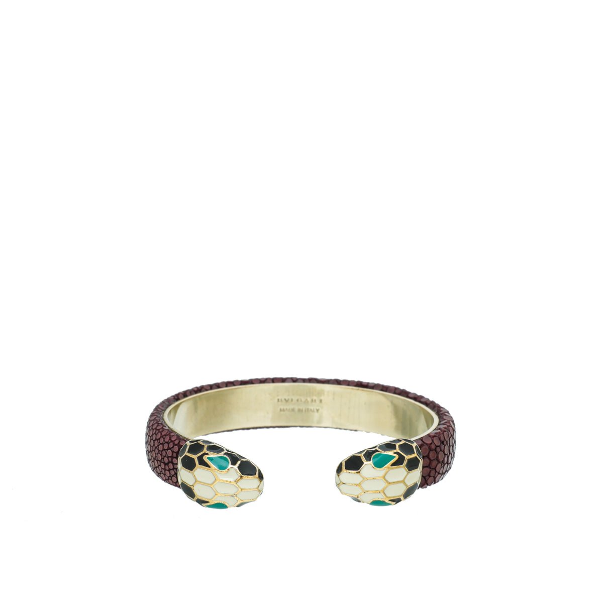 Bvlgari Burgundy Serpenti Forever Galuchat Cuff Bracelet