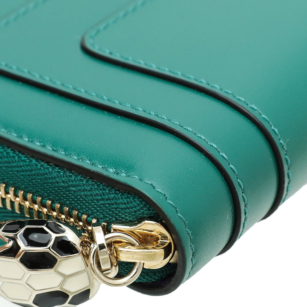 Bvlgari Emerald Green Serpenti Forever Mini Zipped Wallet