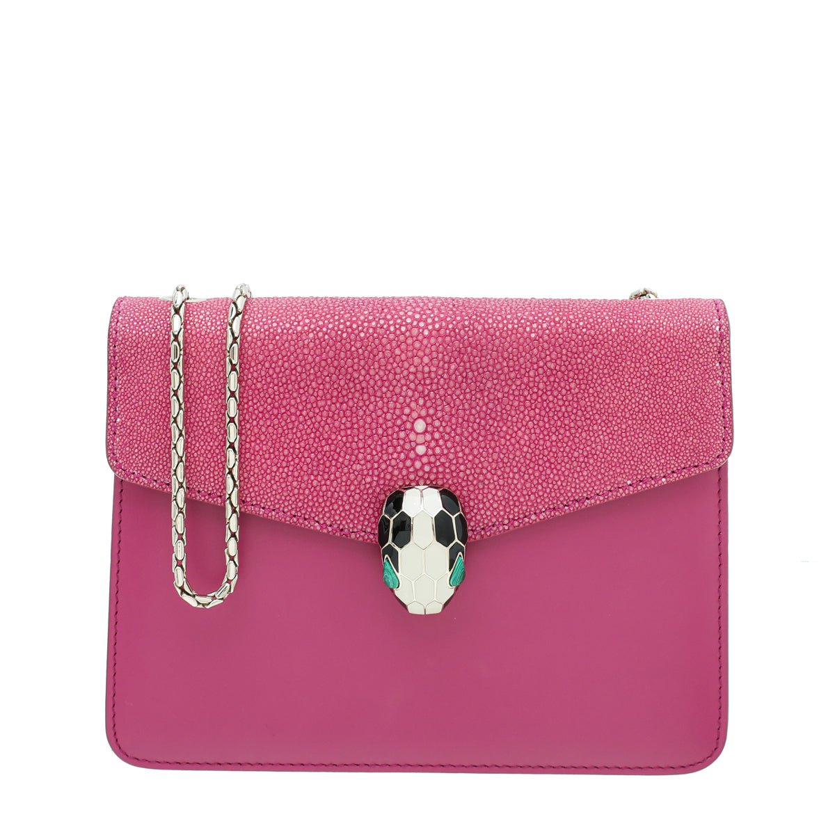 Bvlgari Fuchsia Serpenti Forever Galuchat Crossbody Small Bag