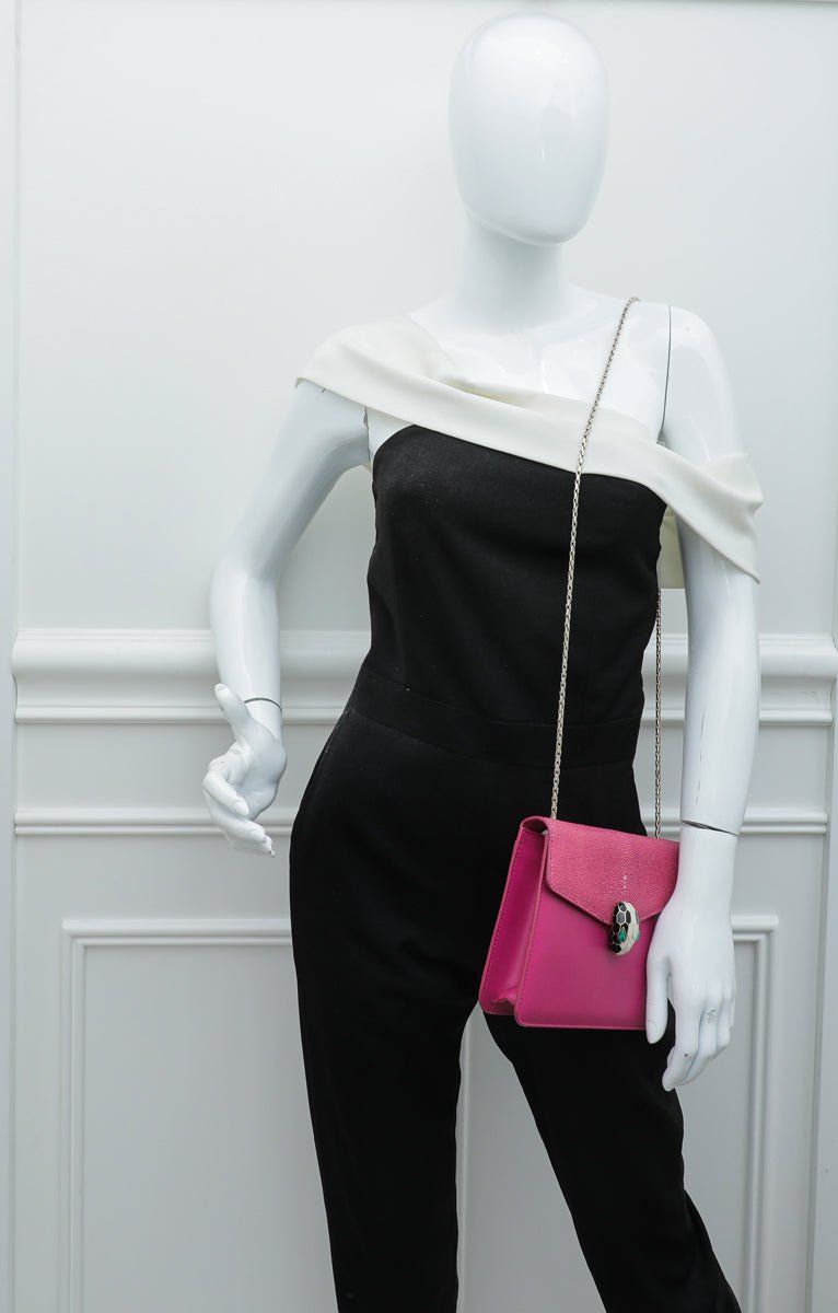 Bvlgari Fuchsia Serpenti Forever Galuchat Crossbody Small Bag