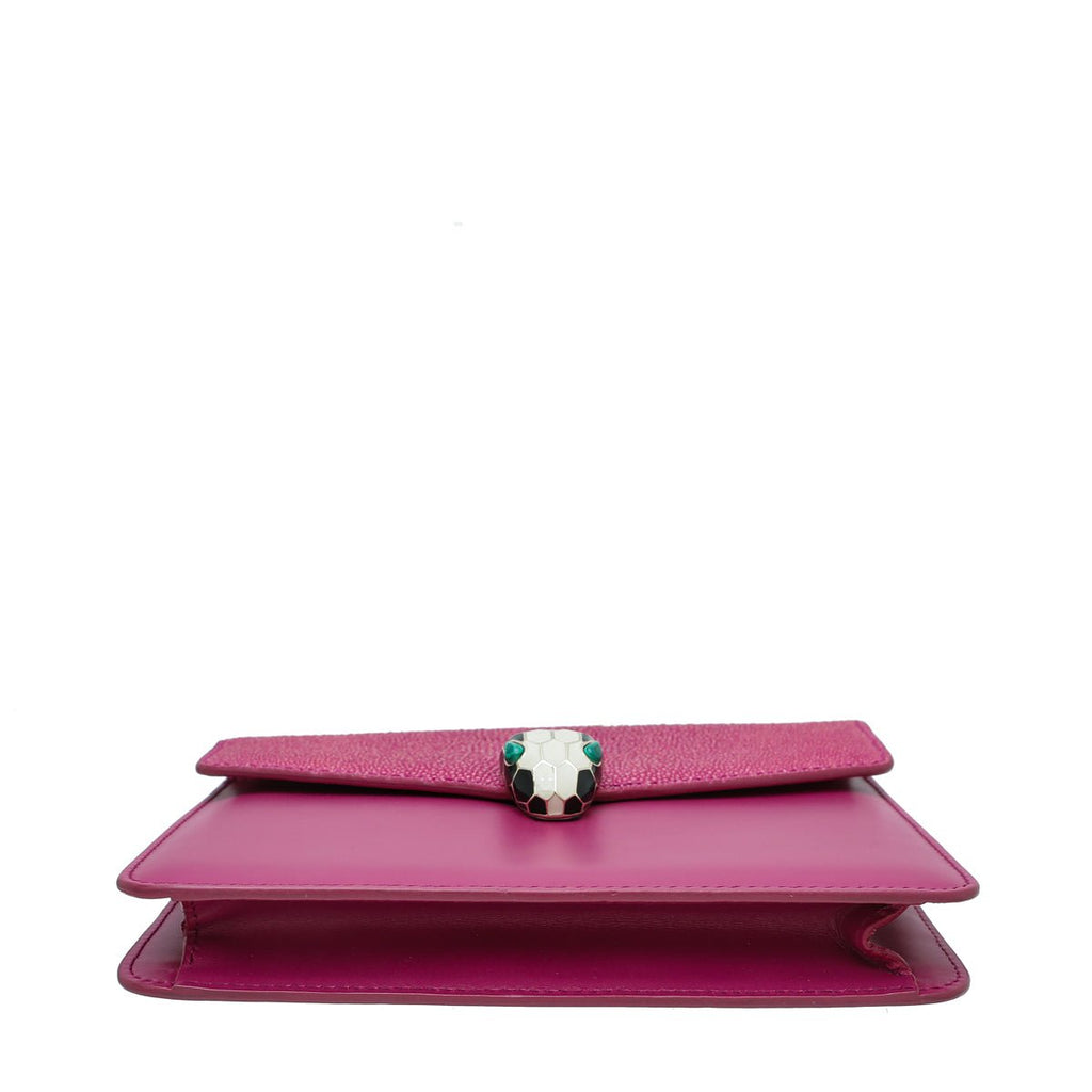 Bvlgari Fuchsia Serpenti Forever Galuchat Crossbody Small Bag