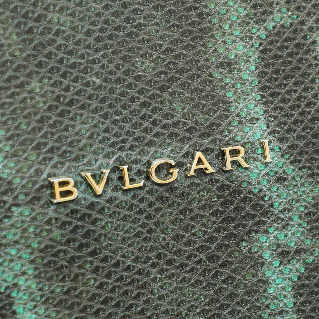 Bvlgari Green Karung Skin Serpenti Forever Flap Chain Large Bag